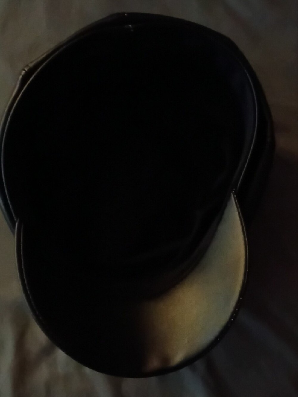 Black Faux Leather Newsboy Cap - Picture 3 of 3